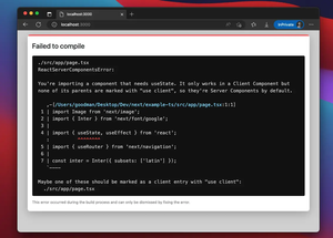 Next.js Error: Hooks are not Allowed in Server Components